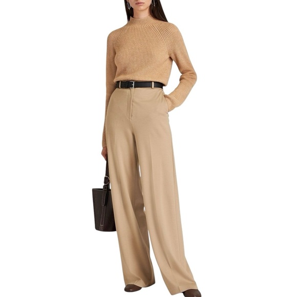 VINCE Wool & Cashmere Blend Shaker Rib Knit Mock Neck Sweater Camel Tan XS - Picture 10 of 10